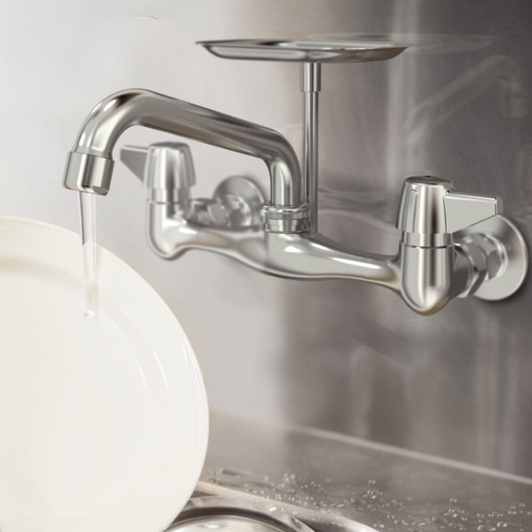 Central Brass Wall Mount Faucet with Centers and Soap Dish & Reviews
